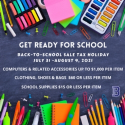 Tax-Free Holiday from 7/31-8/9!